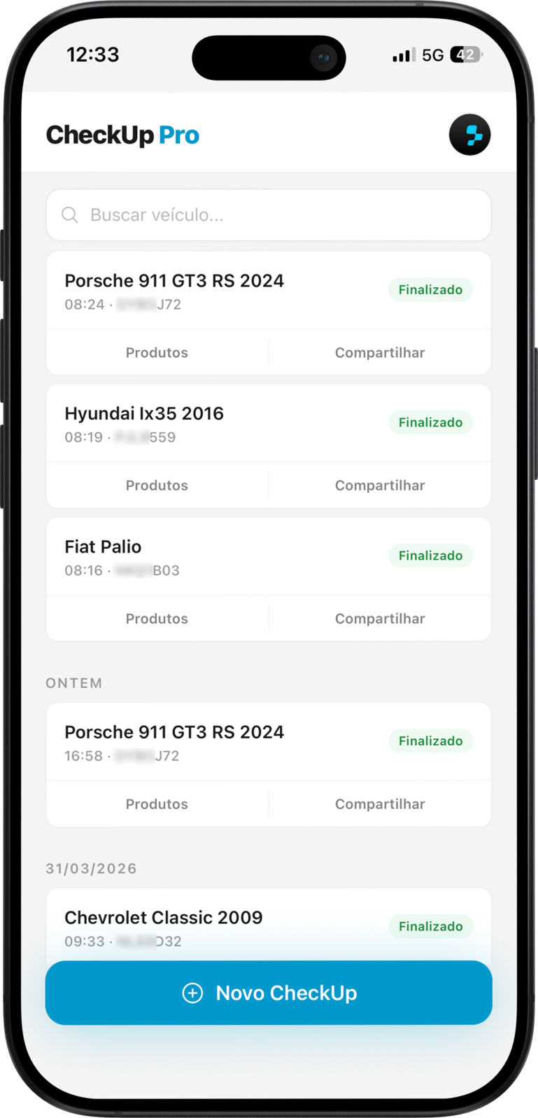 CheckUp Pro — Tela inicial